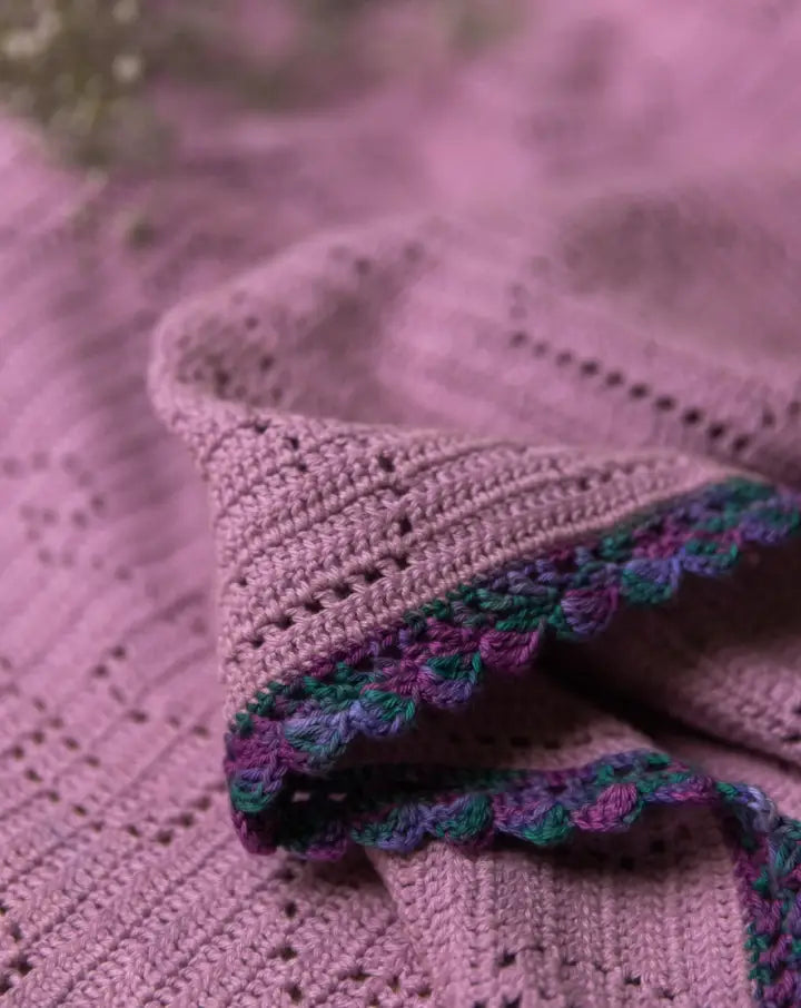 Lilac Puppy Blanket with Scallop Trim