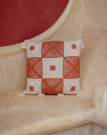 Earth crochet cushion cover, handmade eco-friendly home decor by The Mango House Trust
