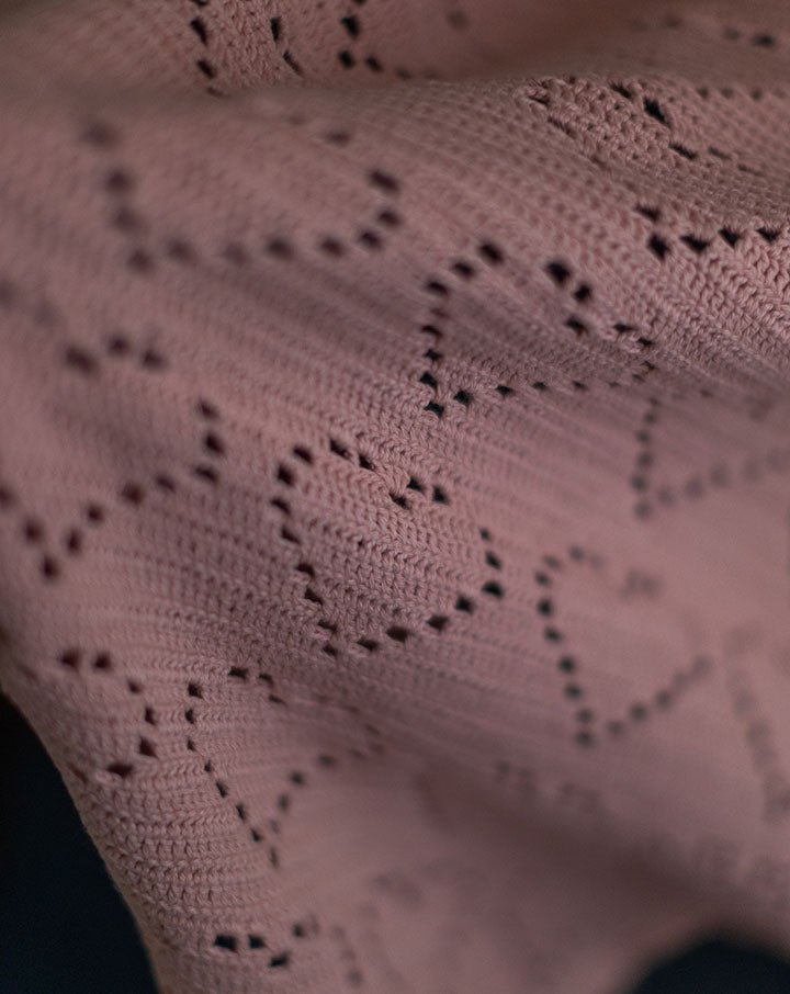 Salmon heart crochet kids blanket, handmade soft baby blanket by The Mango House Trust