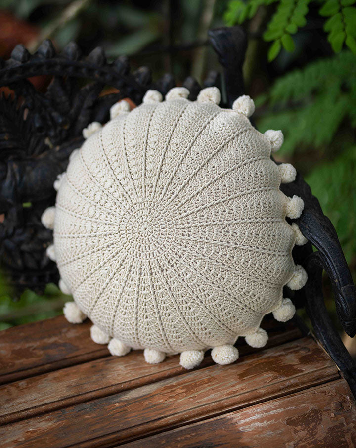 Stardust crochet cushion cover, handcrafted ethereal home decor by The Mango House Trust